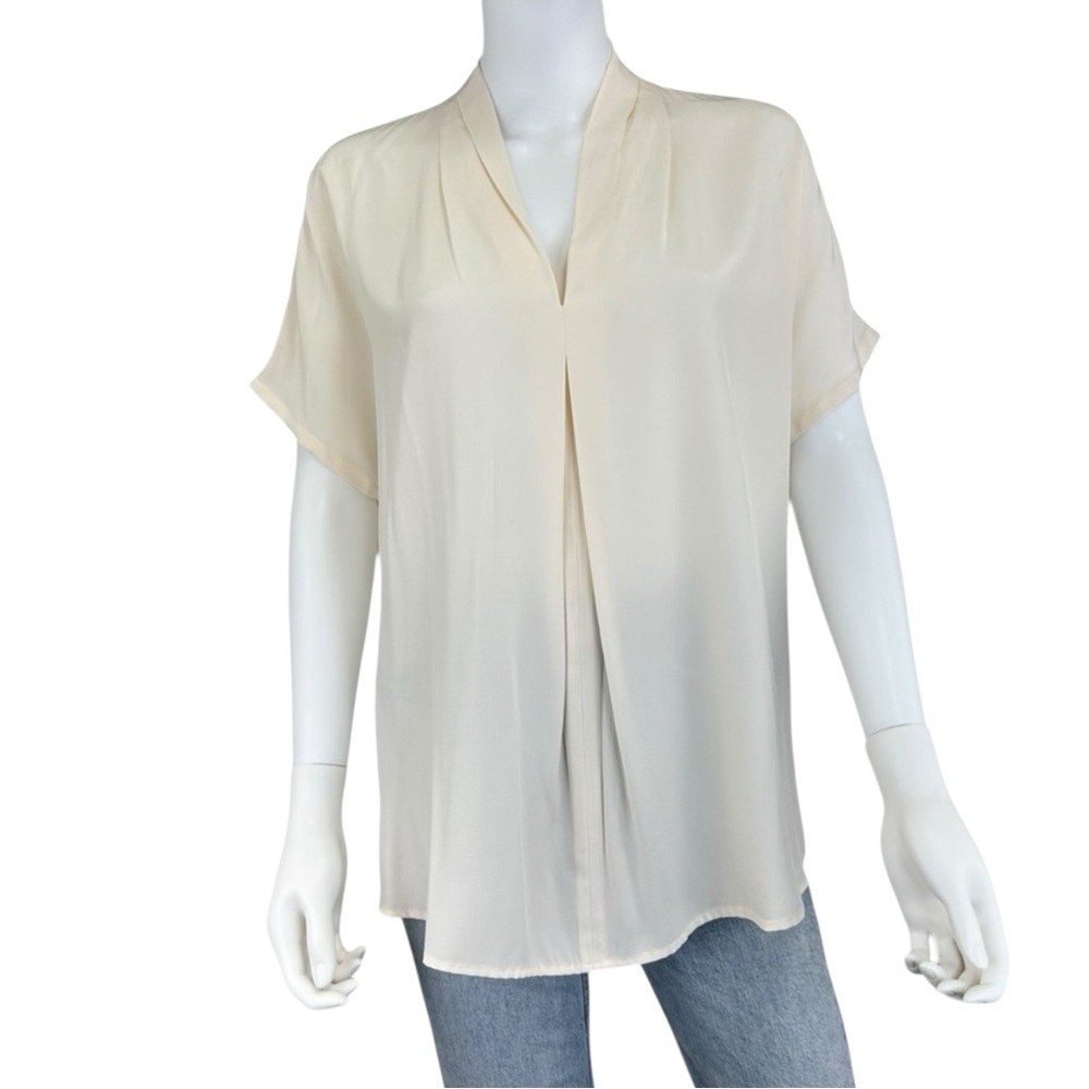 MARIE OLIVER Cream 100% Silk Blouse Size S A0049